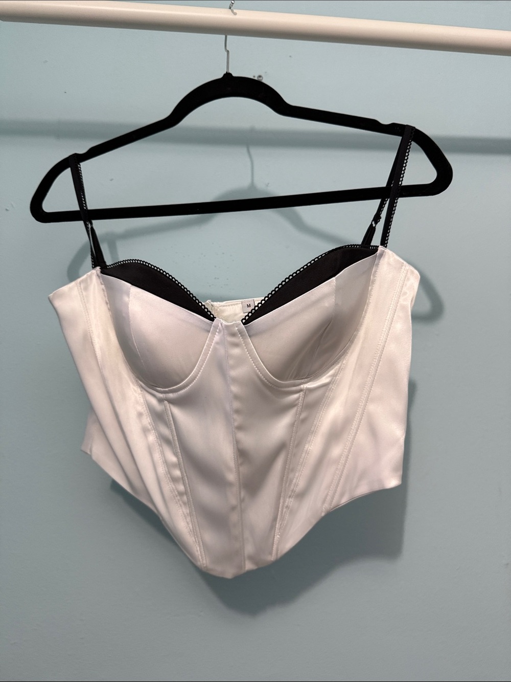 Women's Satin Corset Bustier Top - White